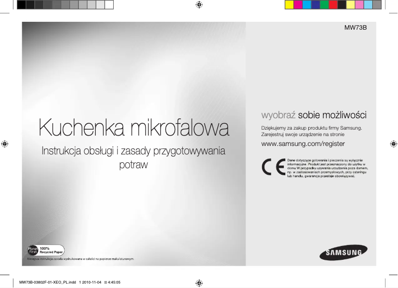 Page 1 de la notice Manuel utilisateur Samsung MW73B-S