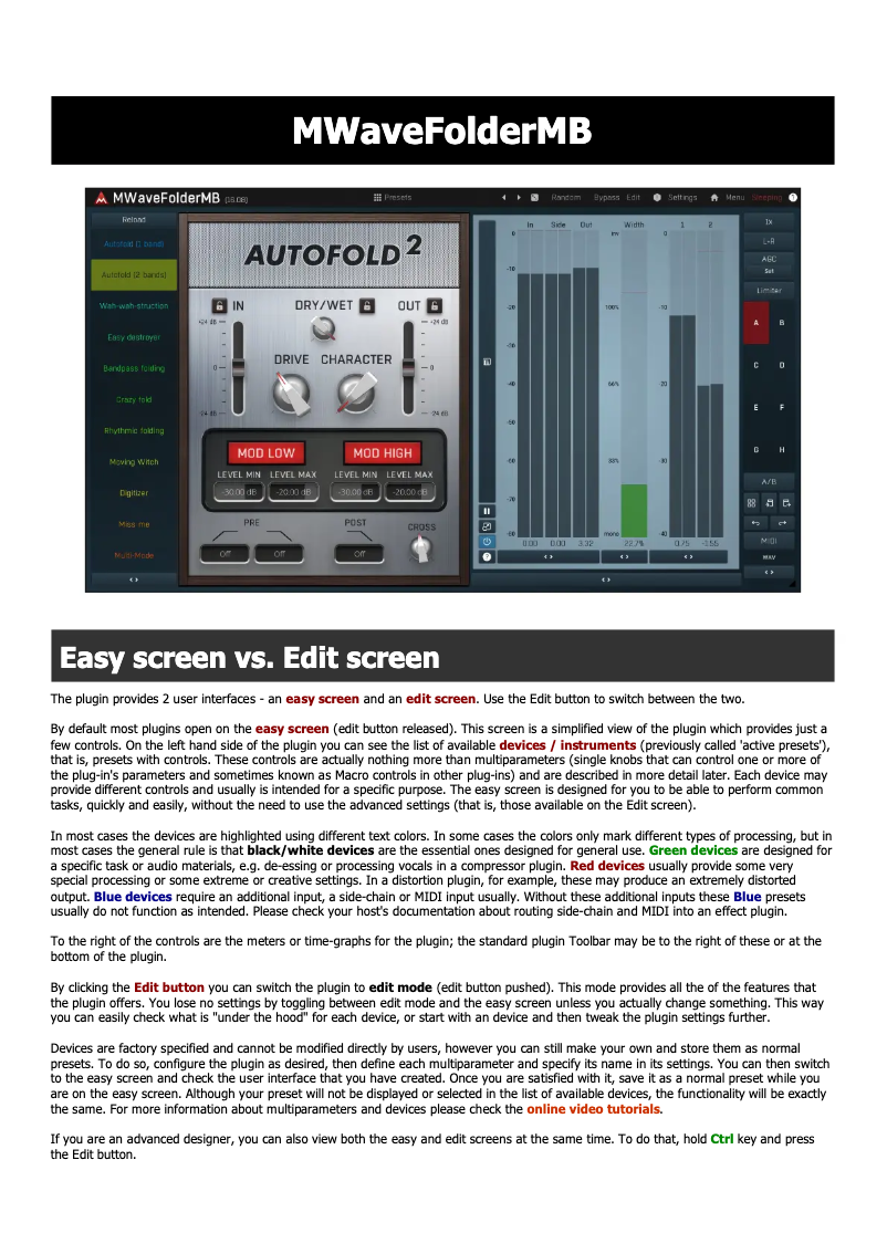 Page n°1 - Manuel utilisateur MeldaProduction MWaveFolderMB