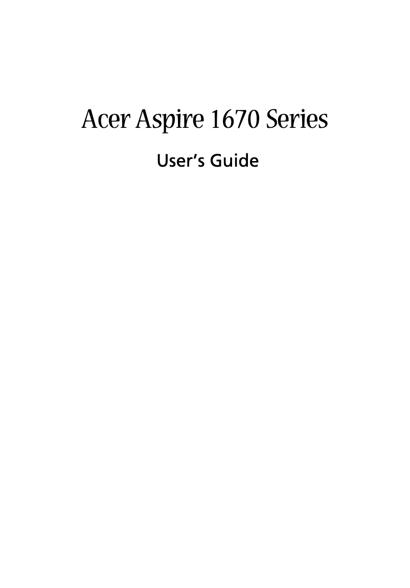 Image de la première page du manuel de l'appareil Aspire 1670