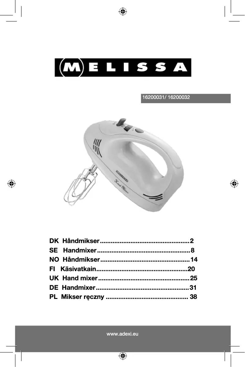 Image de la première page du manuel de l'appareil 16200032