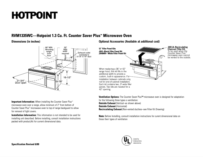 Image de la première page du manuel de l'appareil CounterSaver Plus RVM1335WC
