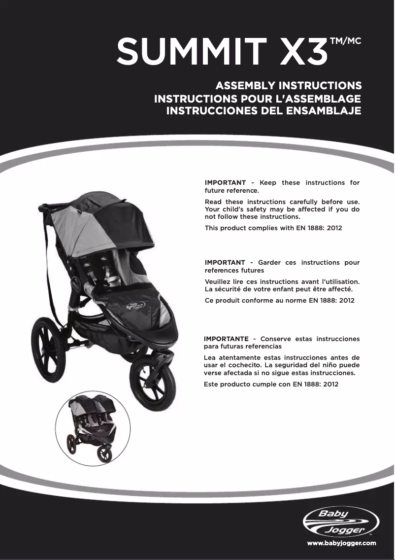 Page 1 de la notice Manuel utilisateur Baby Jogger Summit X3