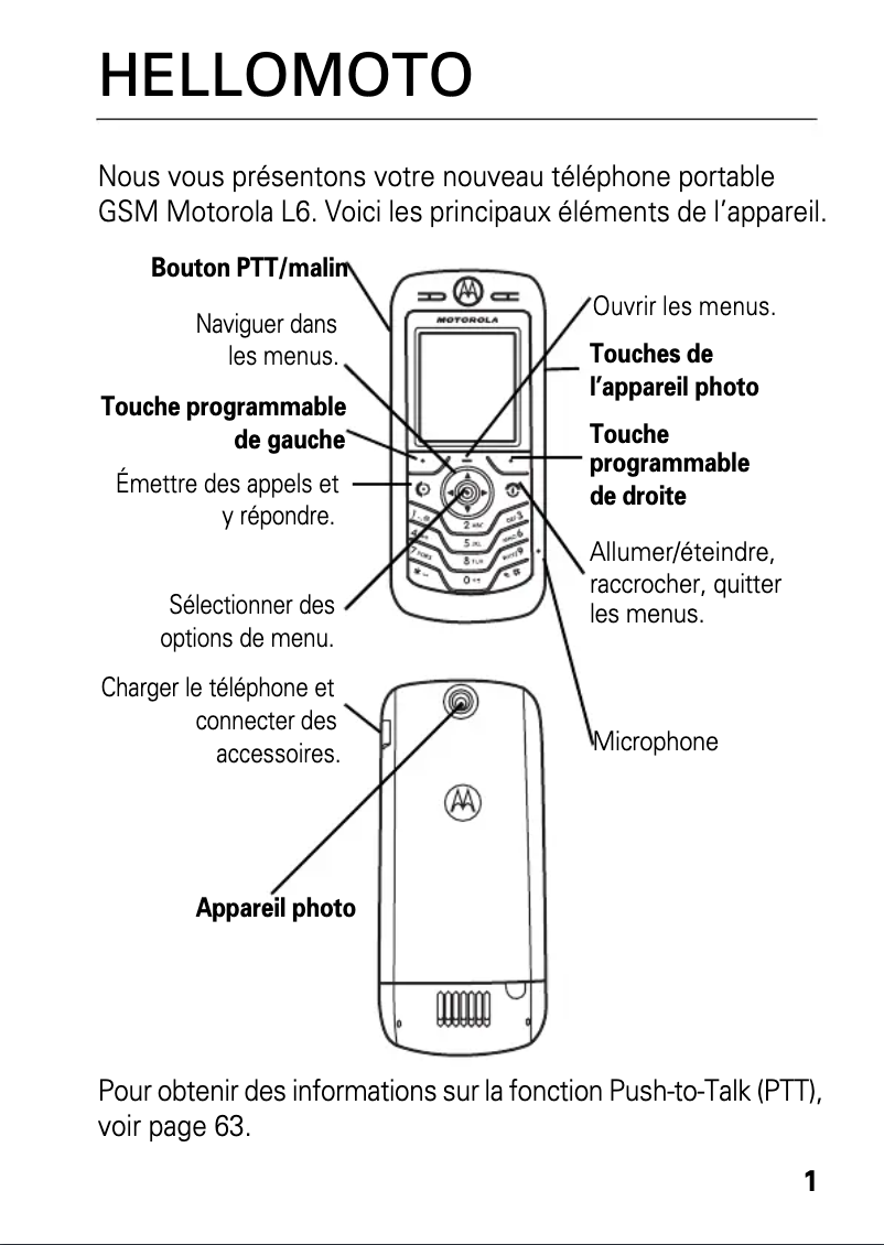 Page n°1 - Manuel utilisateur Motorola L6