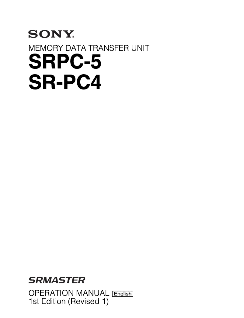 Page 1 de la notice Manuel utilisateur Sony SRPC-5