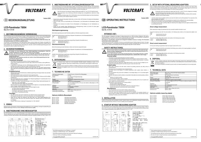 Page 1 de la notice Manuel utilisateur Voltcraft SI-70004