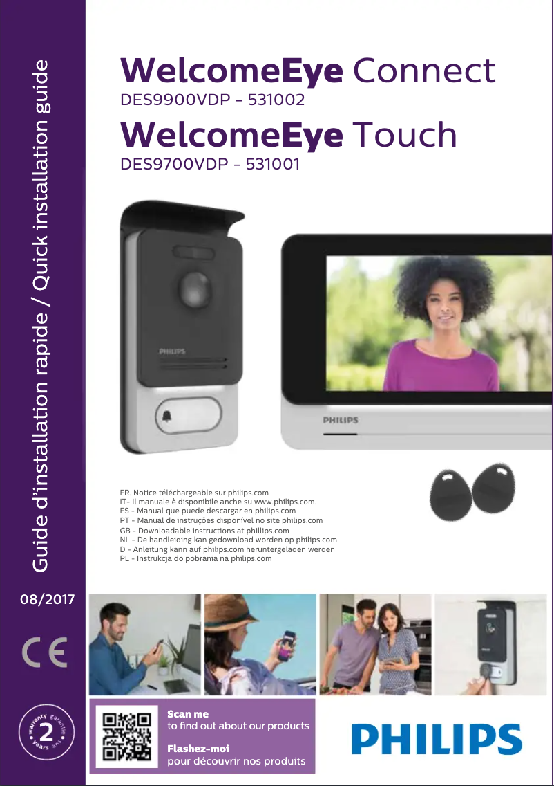 Page 1 de la notice Guide de démarrage rapide Philips Welcomeeye Comfort DES9500VDP