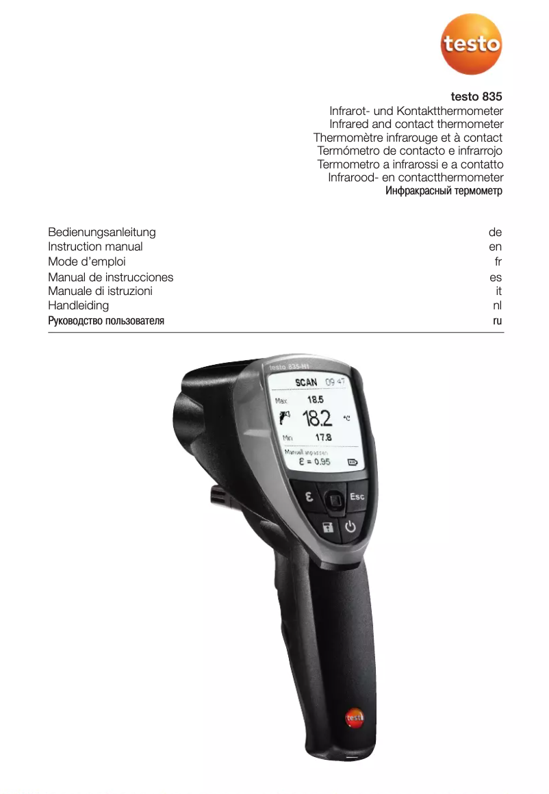 Page n°1 - Manuel utilisateur Testo 835-H1