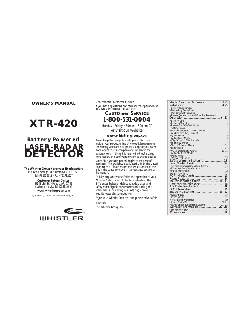 Image de la première page du manuel de l'appareil XTR-420