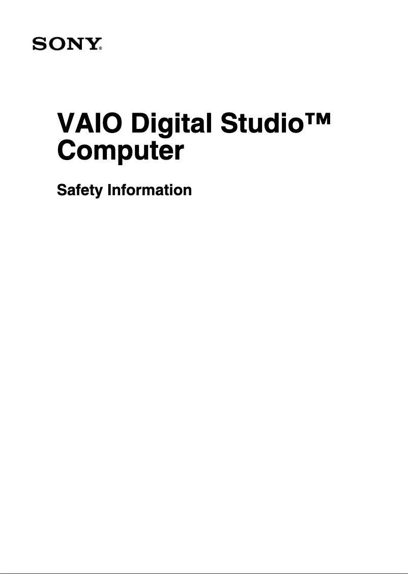 Page n°1 - Instructions de sécurité Sony Vaio PCV-RX756