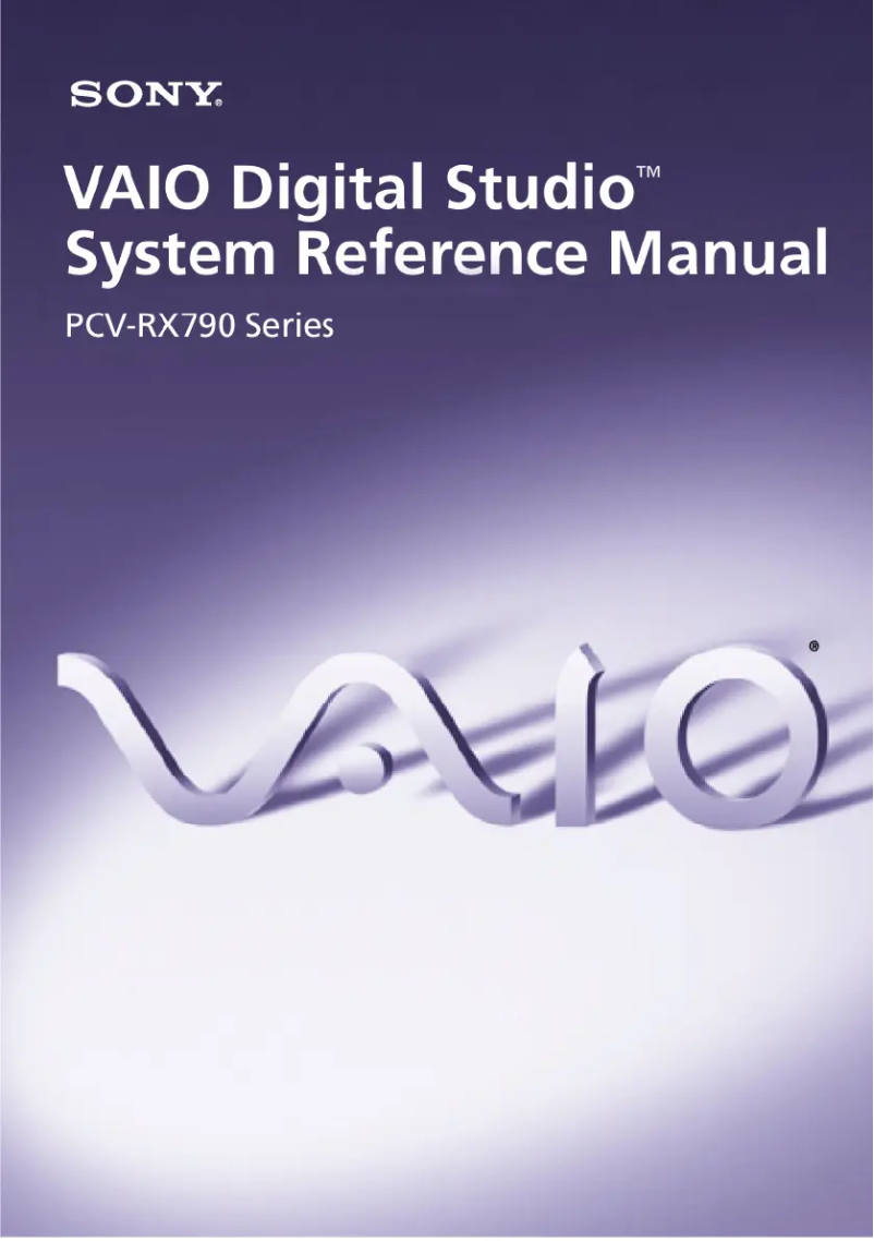 Page n°1 - Manuel utilisateur Sony Vaio PCV-RX791