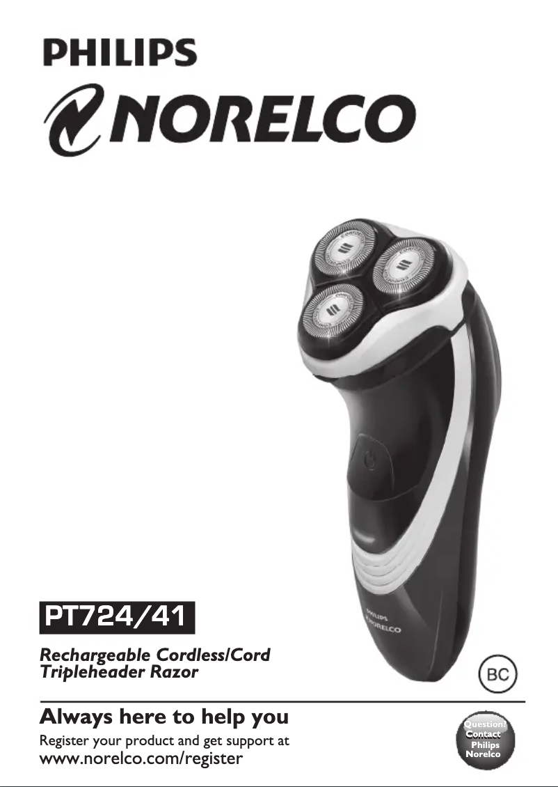 Page n°1 - Manuel utilisateur Philips Norelco PT724