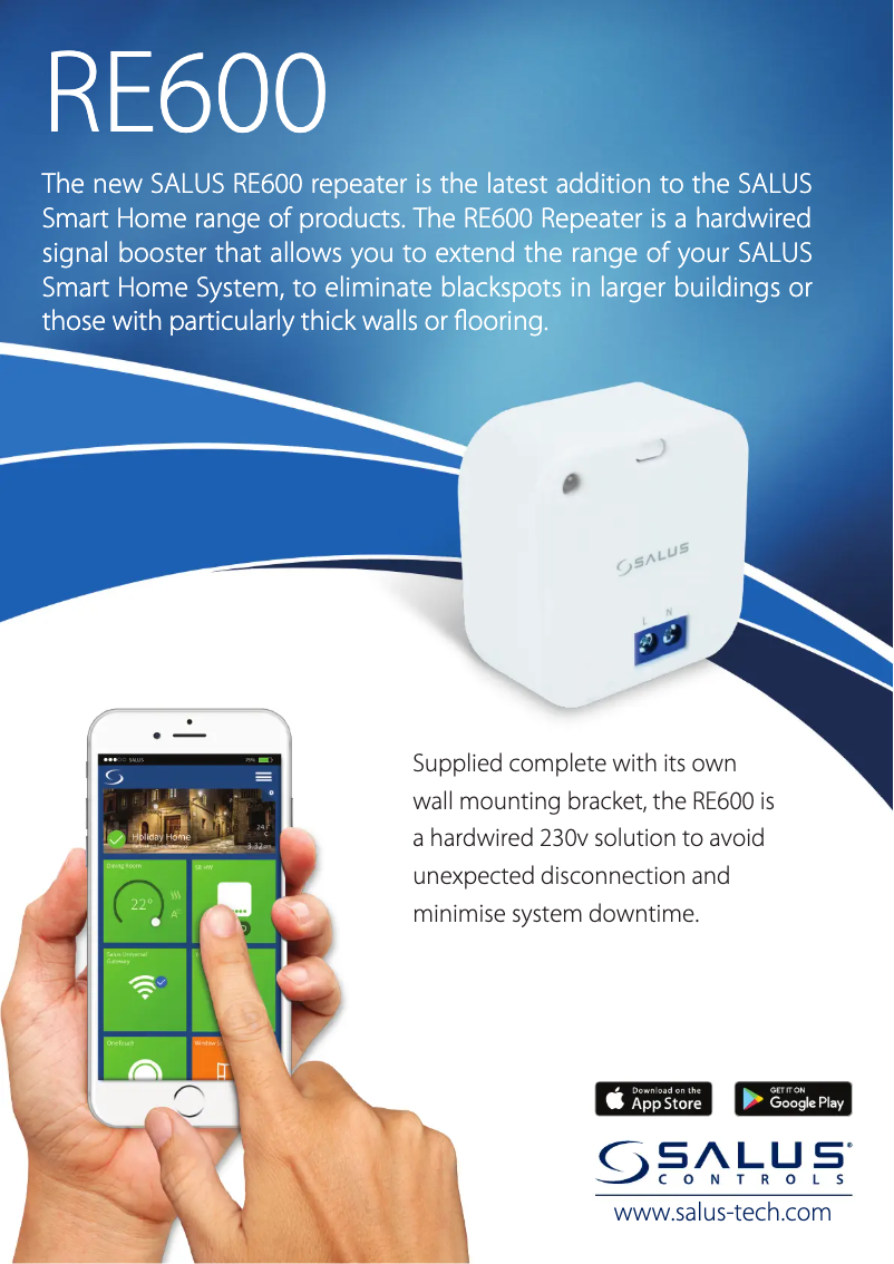 Page 1 de la notice Fiche technique Salus RE600