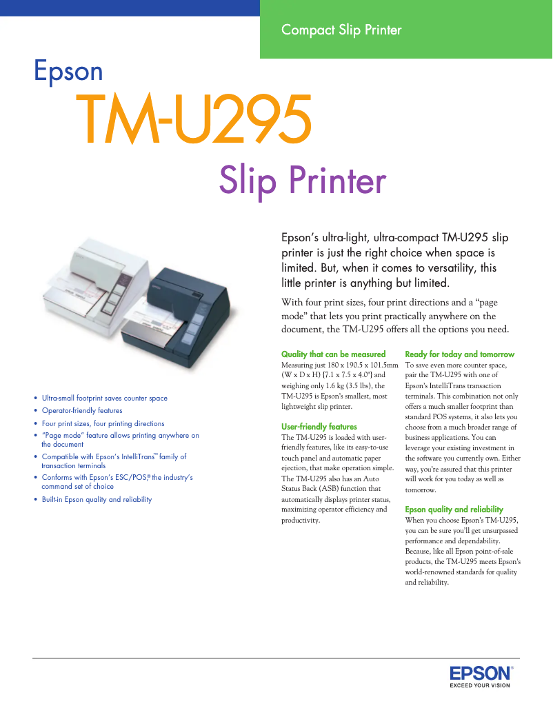 Image de la première page du manuel de l'appareil TM-U295