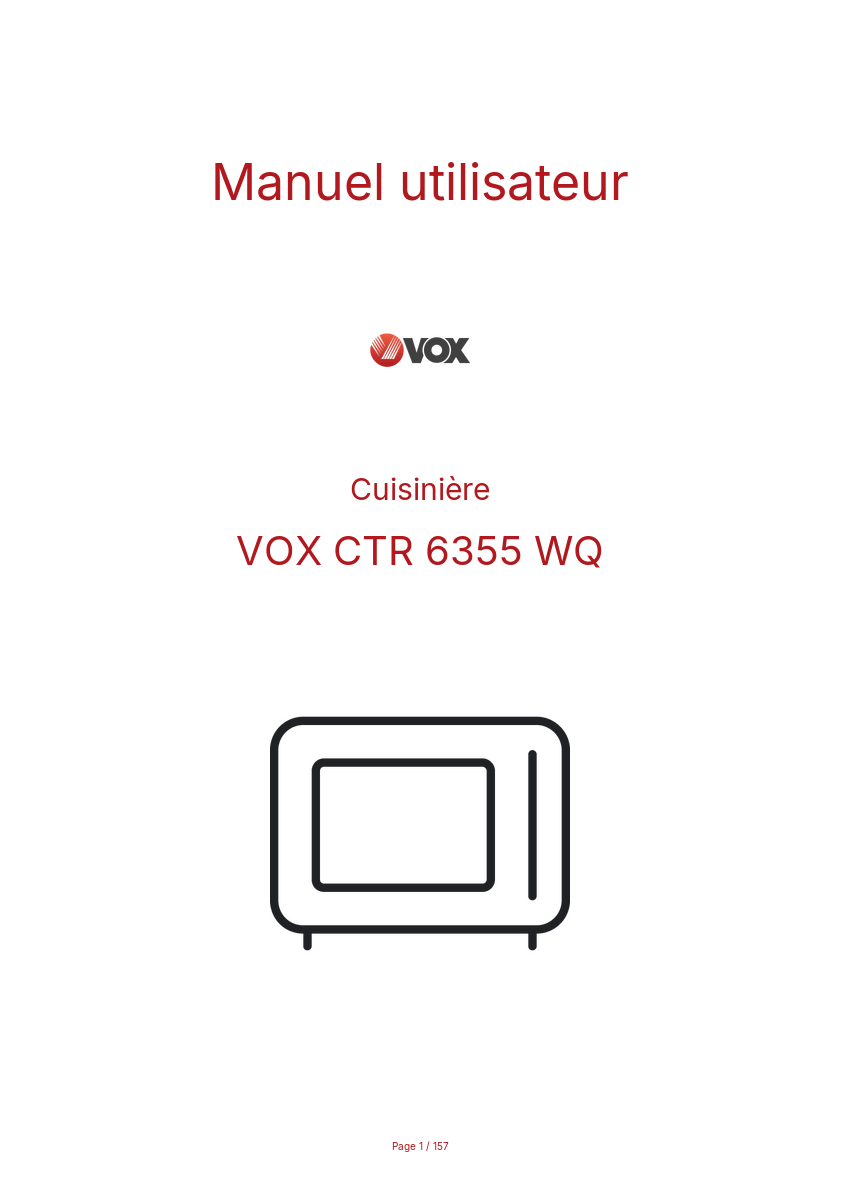Page n°1 - Manuel utilisateur VOX CTR 6355 WQ