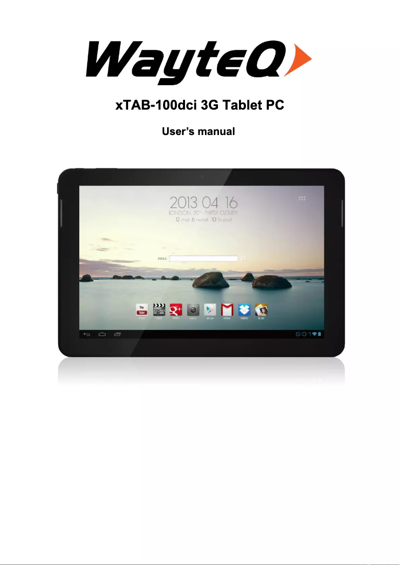Page n°1 - Manuel utilisateur WayteQ XTab 100 DCi
