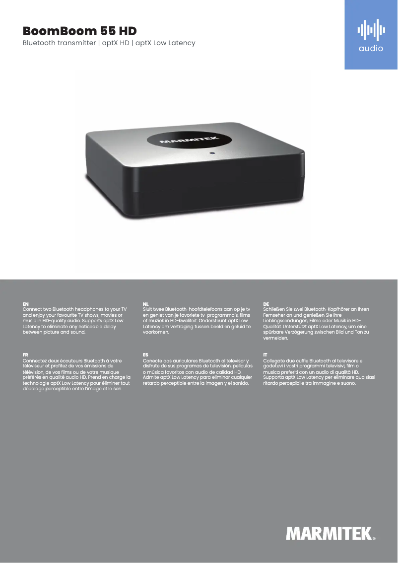 Image de la première page du manuel de l'appareil BoomBoom 55 HD
