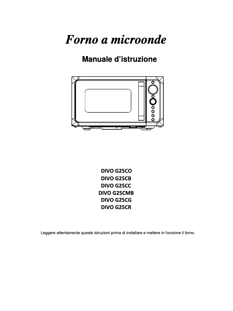 Page n°1 - Manuel utilisateur Candy DIVO G25CR