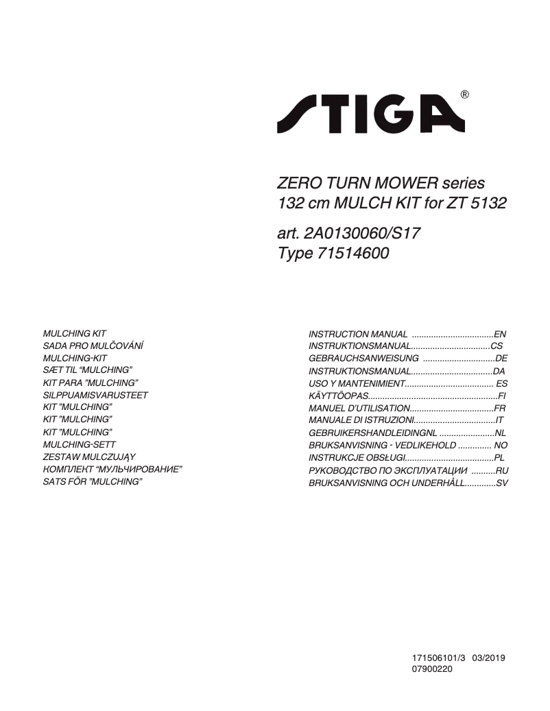 Page 1 de la notice Manuel utilisateur Stiga ZTR 52