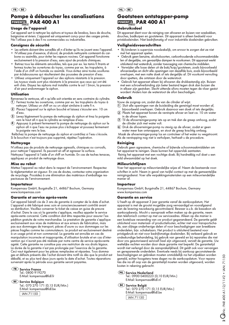 Página 1 del manual Manual de usuario Powerfix IAN 71150