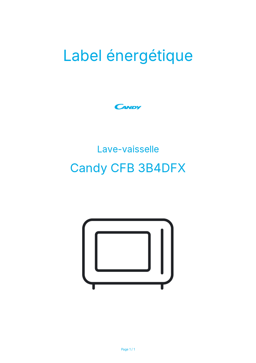 Page n°1 - Label énergétique Candy CFB 3B4DFX
