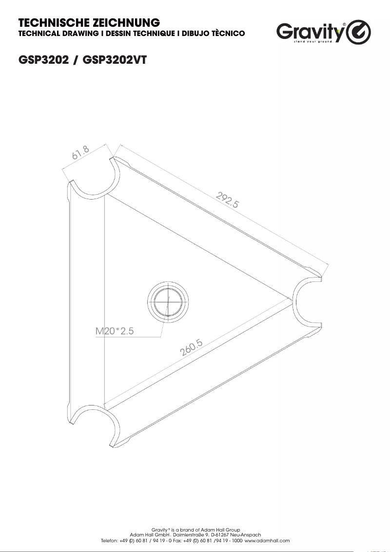 Page 1 de la notice Fiche technique Gravity SP 3202 VT