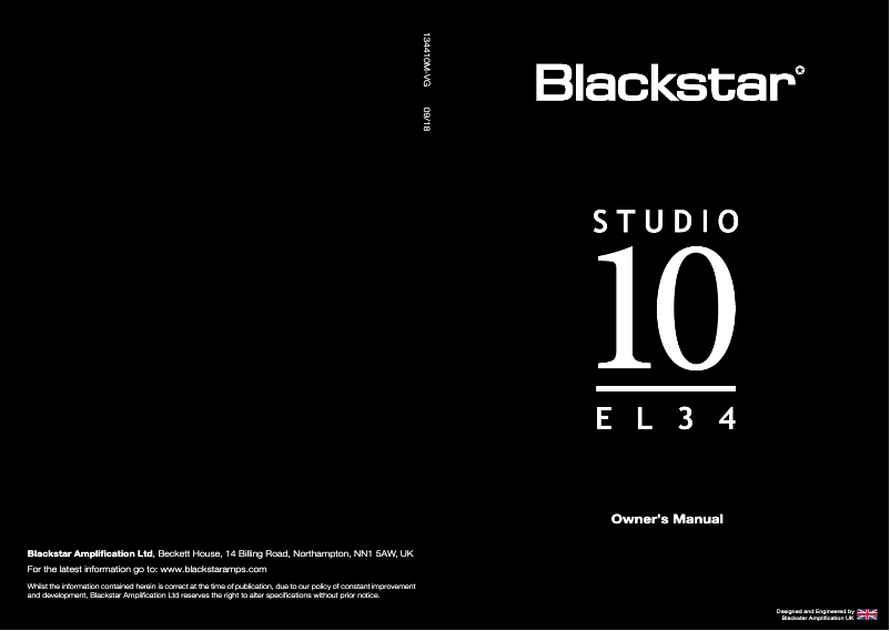 Page n°1 - Manuel utilisateur Blackstar Studio 10 EL34