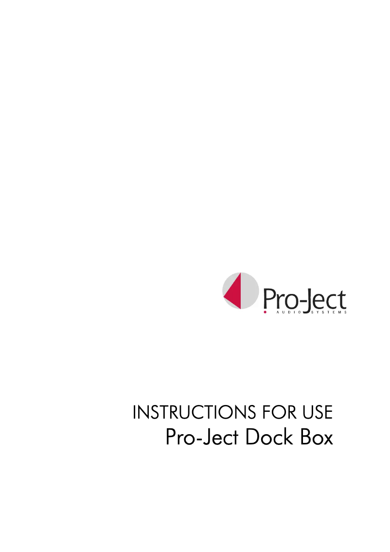 Page n°1 - Manuel utilisateur Pro-Ject Dock Box