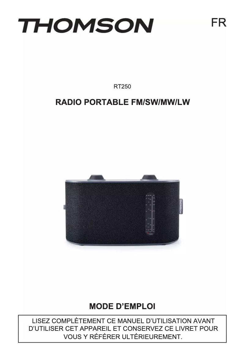 Image de la première page du manuel de l'appareil RT250