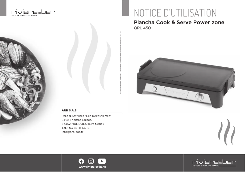 Page n°1 - Manuel utilisateur Riviera & Bar QPL 450