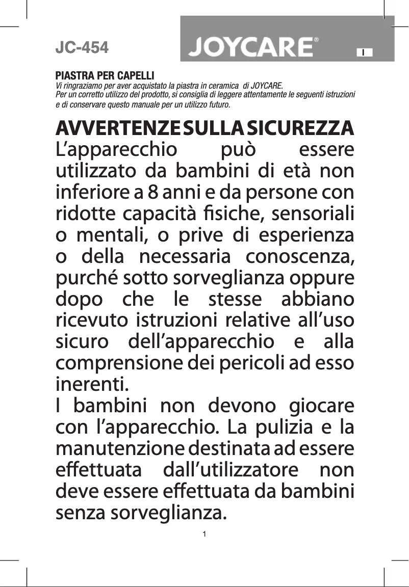 Image de la première page du manuel de l'appareil Flat JC-454