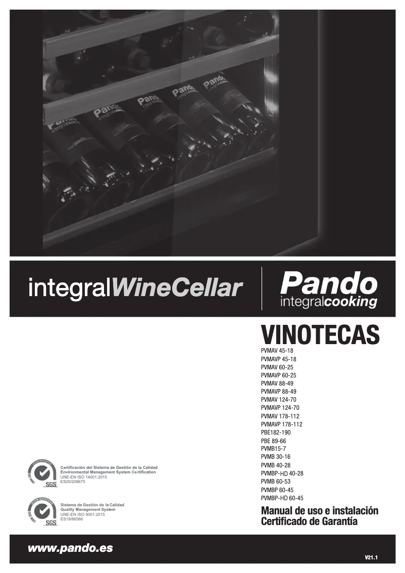 Page 1 de la notice Manuel utilisateur Pando PVMAP 124-70 PAL