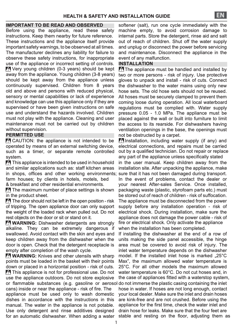 Página 1 del manual Manual de usuario Indesit DFG 15B1 UK