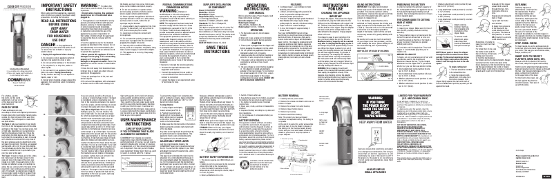 Page 1 de la notice Manuel utilisateur Conair Close Cut Precision HC6500