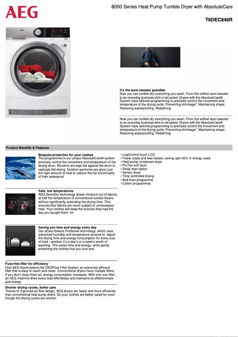 Image de la première page du manuel de l'appareil T8DEC846R