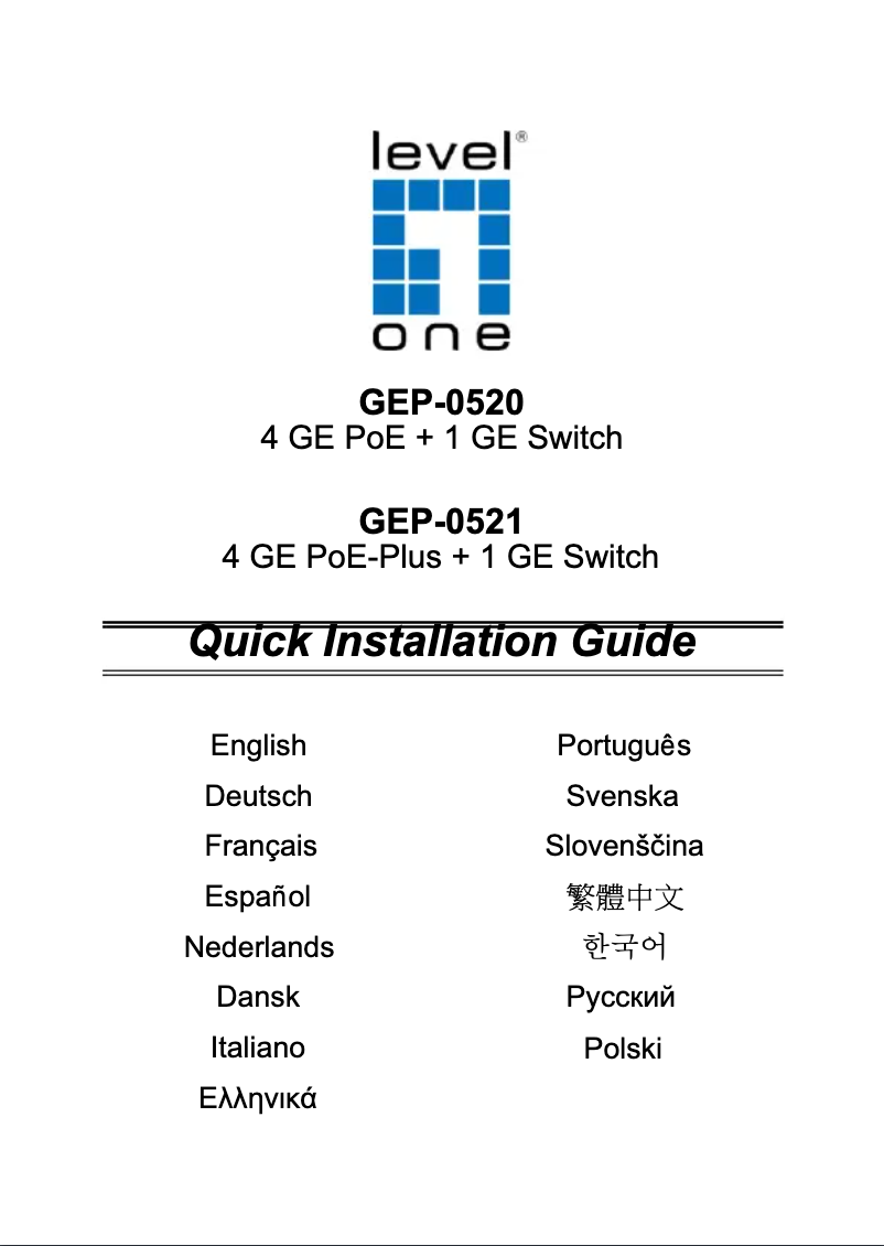 Page n°1 - Manuel utilisateur LevelOne GEP-0521