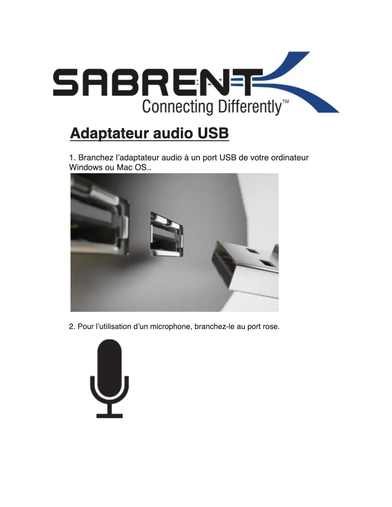 Page n°1 - Manuel utilisateur Sabrent AU-MMSA