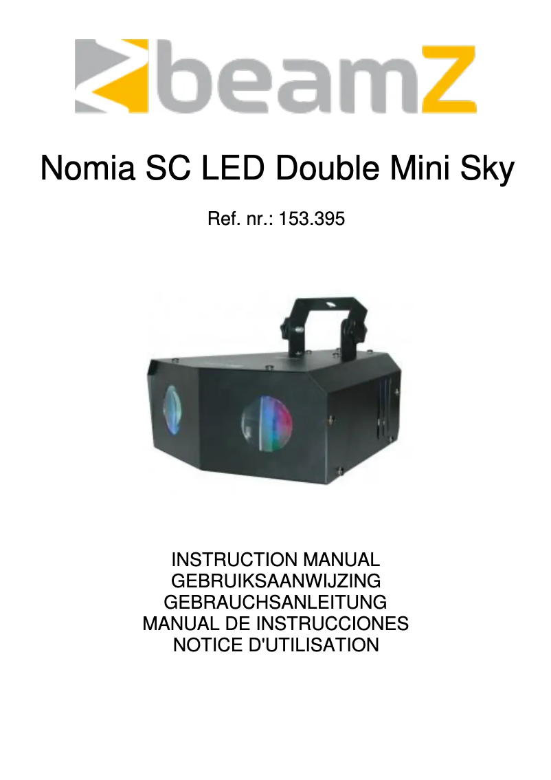 Page 1 de la notice Manuel utilisateur BeamZ Nomia SC LED Double Mini Sky 153.395