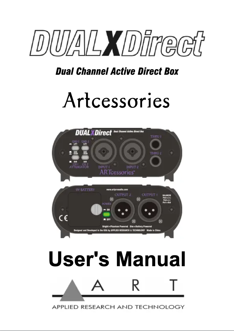 Page 1 de la notice Manuel utilisateur ART Dualxdirect