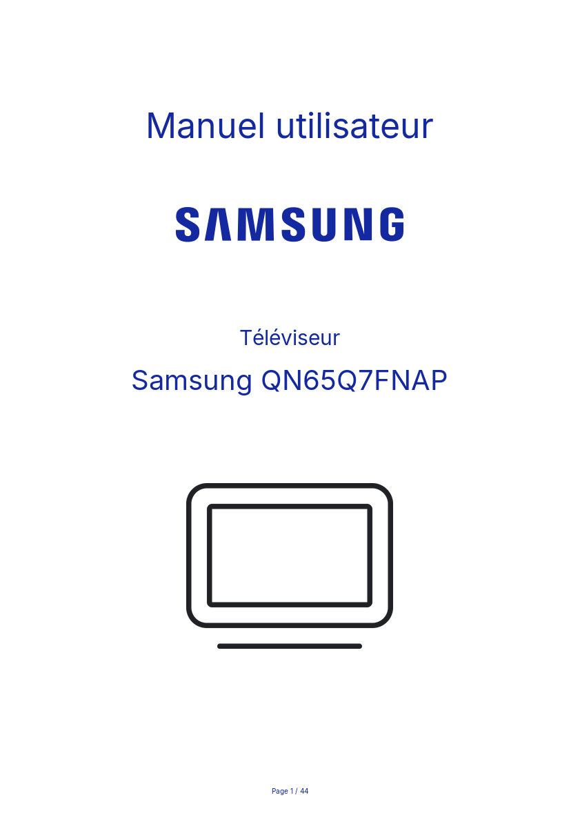 Image de la première page du manuel de l'appareil QN65Q7FNAP