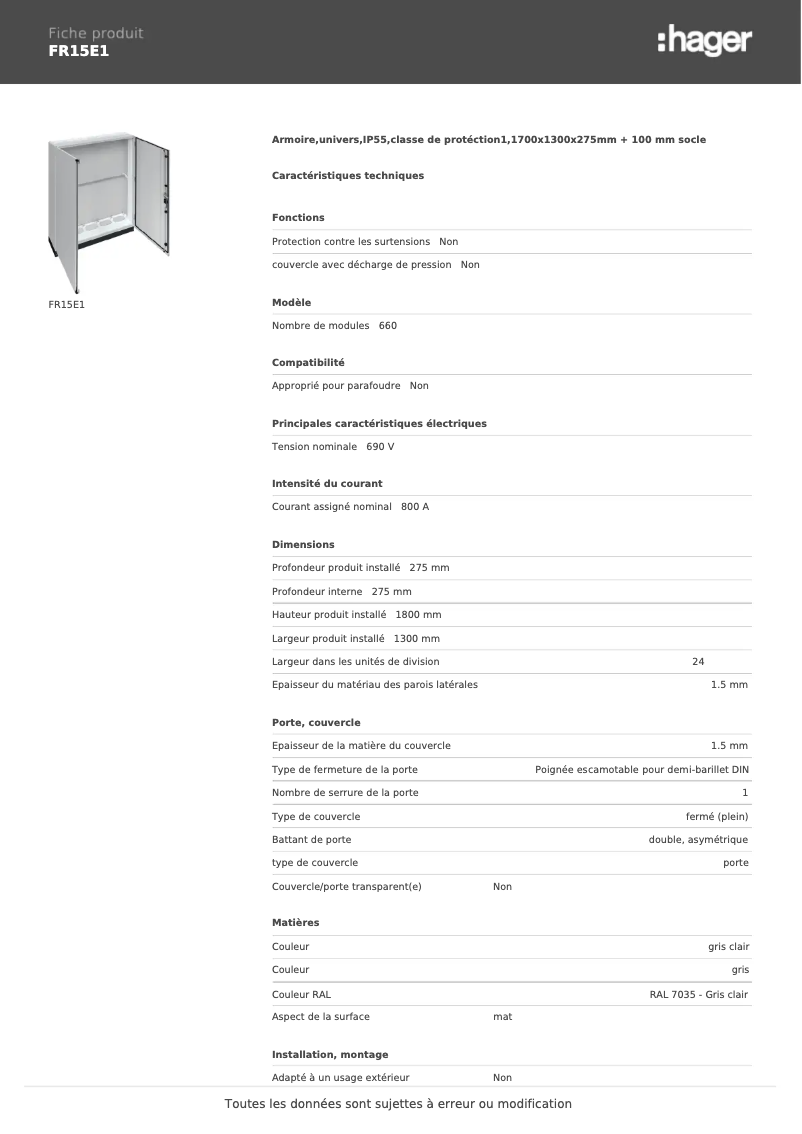 Image de la première page du manuel de l'appareil FR15E1