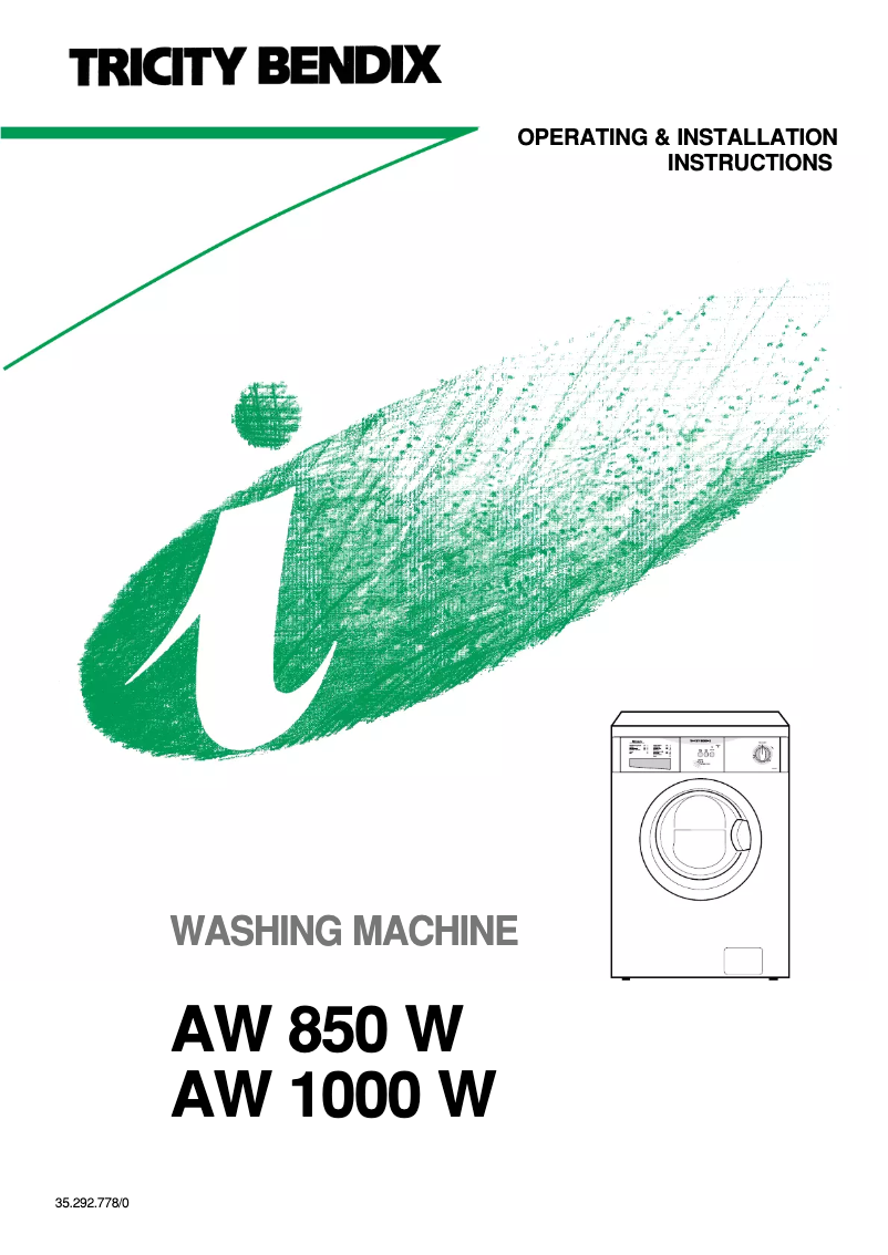 Page n°1 - Manuel utilisateur Tricity Bendix AW 850 W