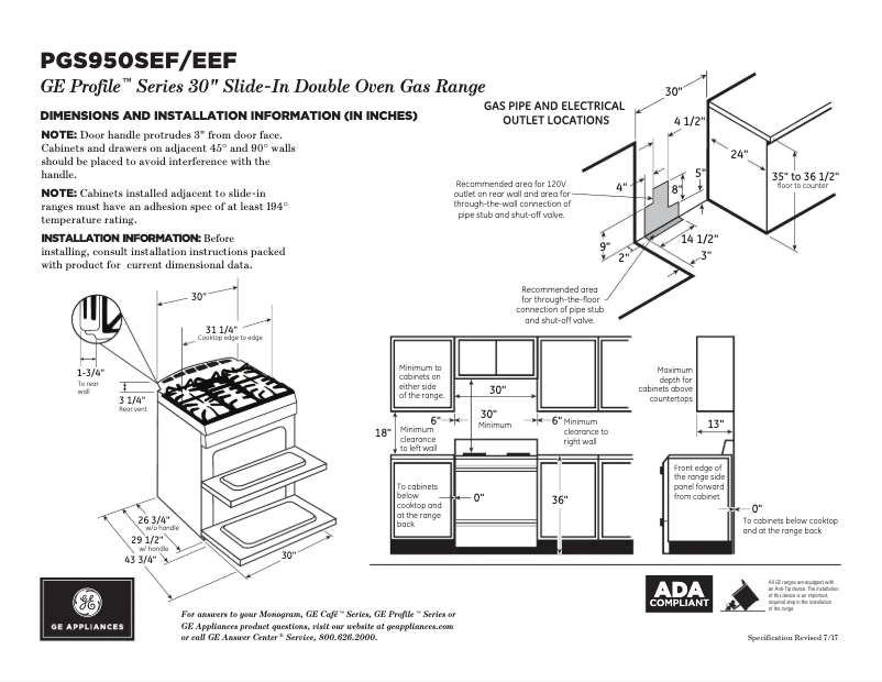 Page n°1 - Fiche technique GE Profile PGS950SEFSS