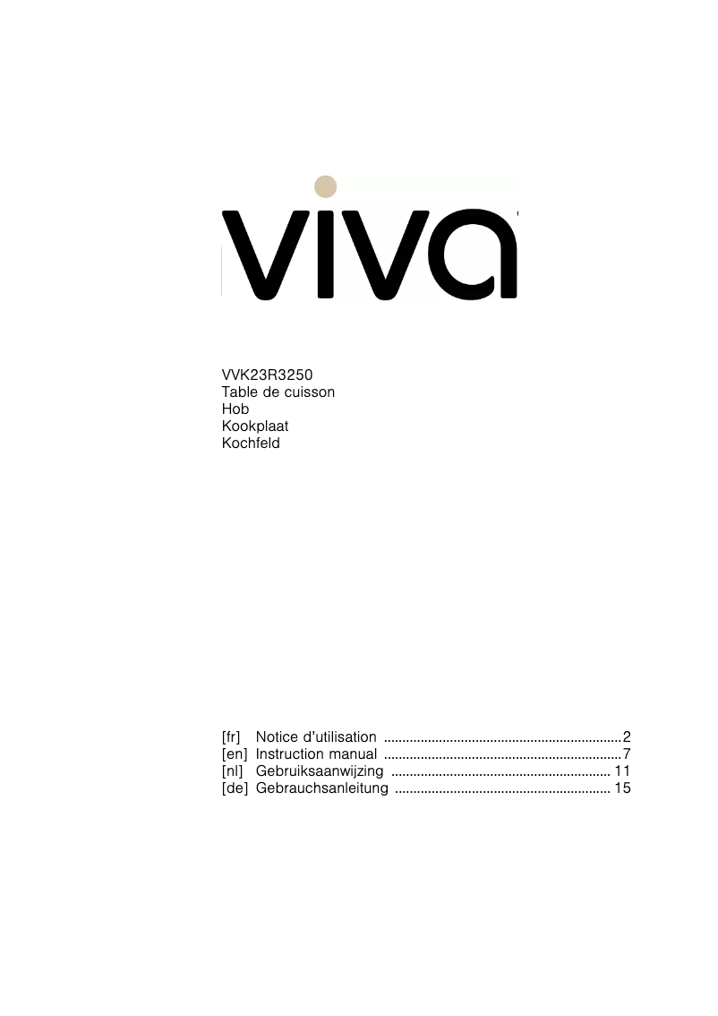 Image de la première page du manuel de l'appareil VVK23R3250