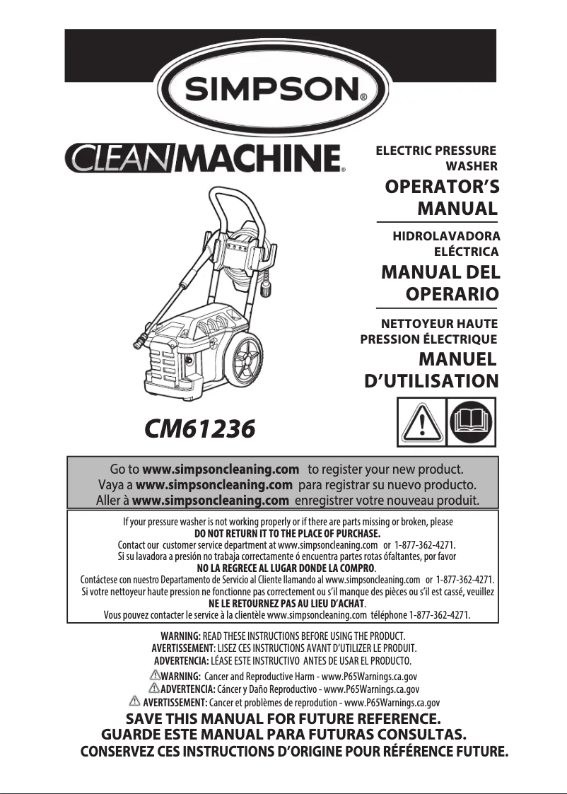 Page n°1 - Manuel utilisateur Simpson CM61236
