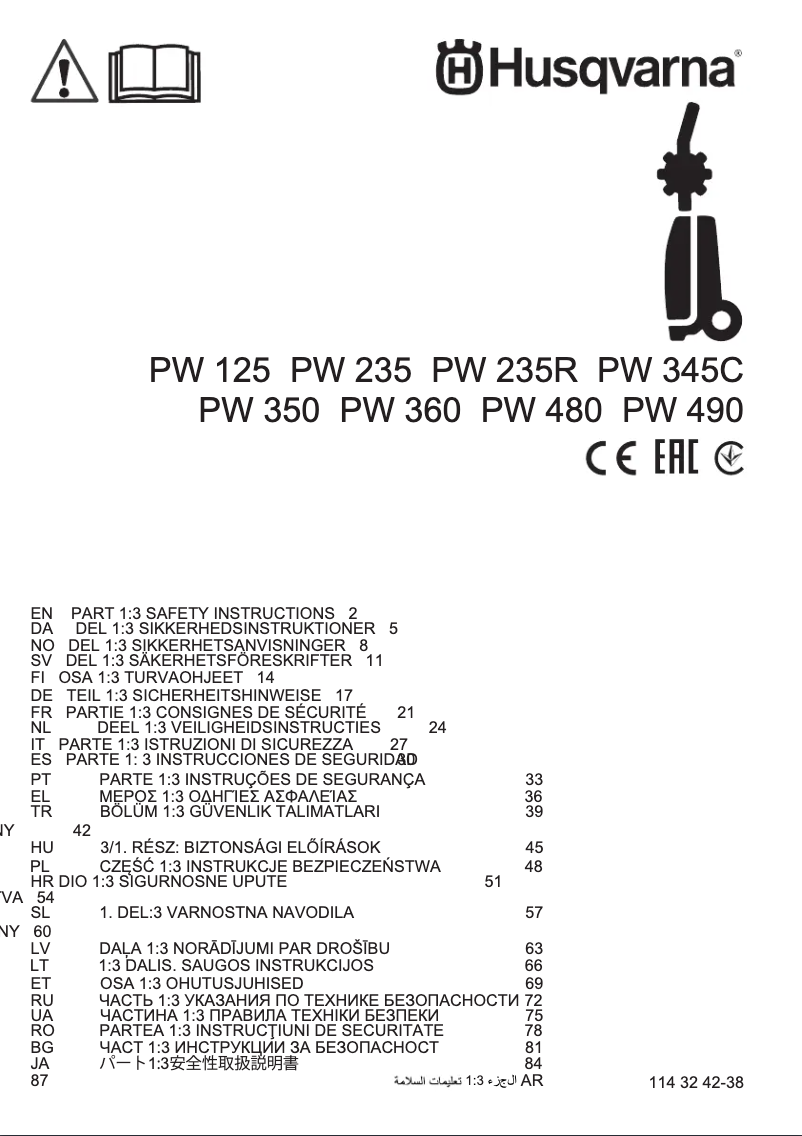 Page 1 de la notice Manuel utilisateur Husqvarna PW 490