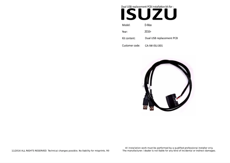 Page n°1 - Manuel utilisateur Pioneer CA-IW-ISU.001