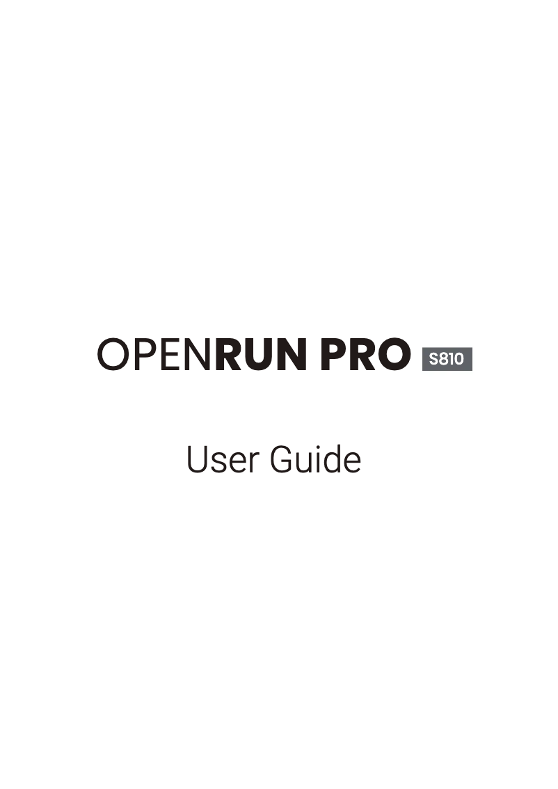 Image de la première page du manuel de l'appareil OpenRun PRO S810