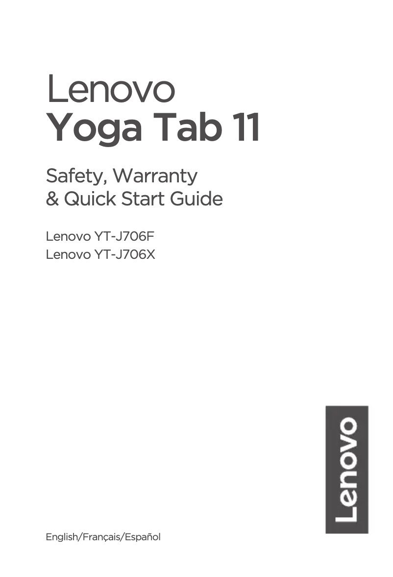 Page 1 de la notice Manuel utilisateur Lenovo Yoga Tab 11