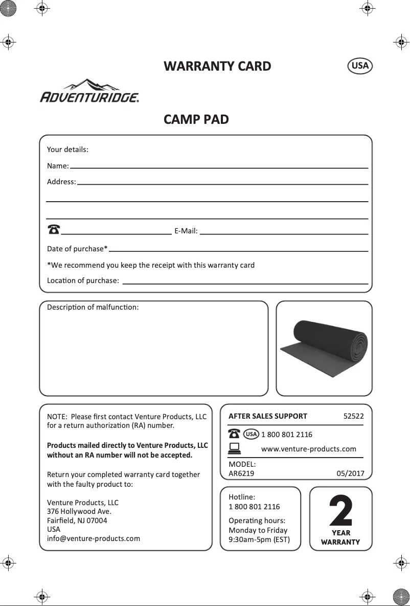 Image de la première page du manuel de l'appareil Camp Pad 52522