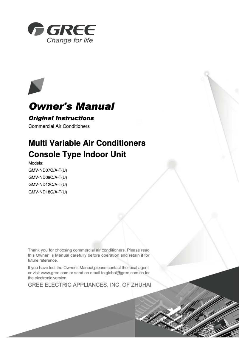 Página 1 del manual Manual de usuario Gree GMV-ND07C/A-T(U)